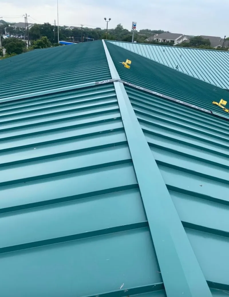 Green commercial metal roof ridge and valley for Metal Roof Repair in Cumming